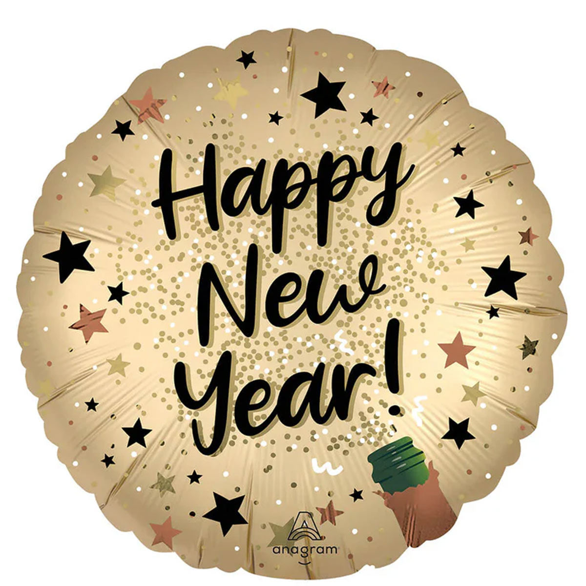 Happy New Year Natural Sparkle Satin Balloon 18in