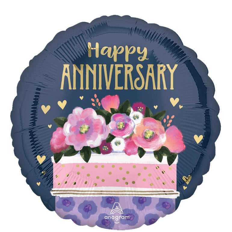 Happy Anniversary Cake Foil Balloon 18in