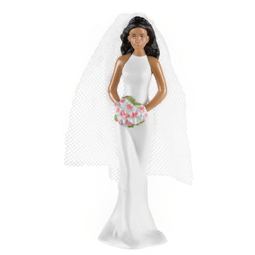 African American Bride Plastic Cake Topper 4.25in