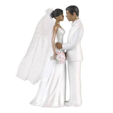 African American Couple Plastic Cake Topper 4.50in