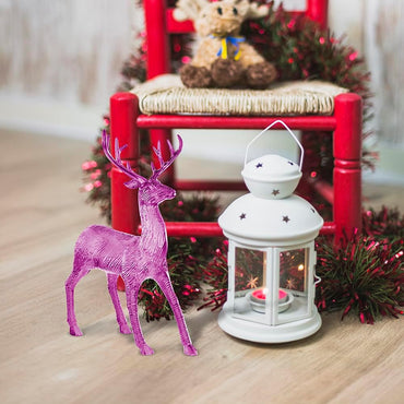 Pink Reindeer Eletroplated Figurine Decoration 12x10x6in