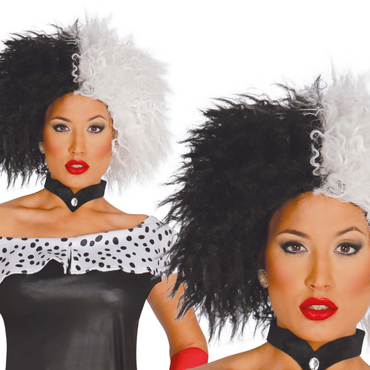 Adult White and Black Wig