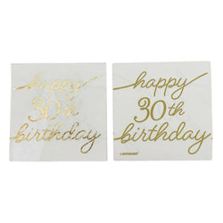 30th Golden Age Birthday Beverage Napkins Lowcount