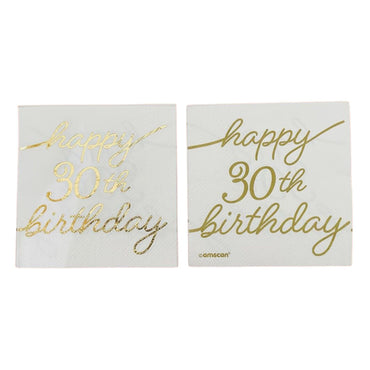 30th Golden Age Birthday Beverage Napkins Lowcount