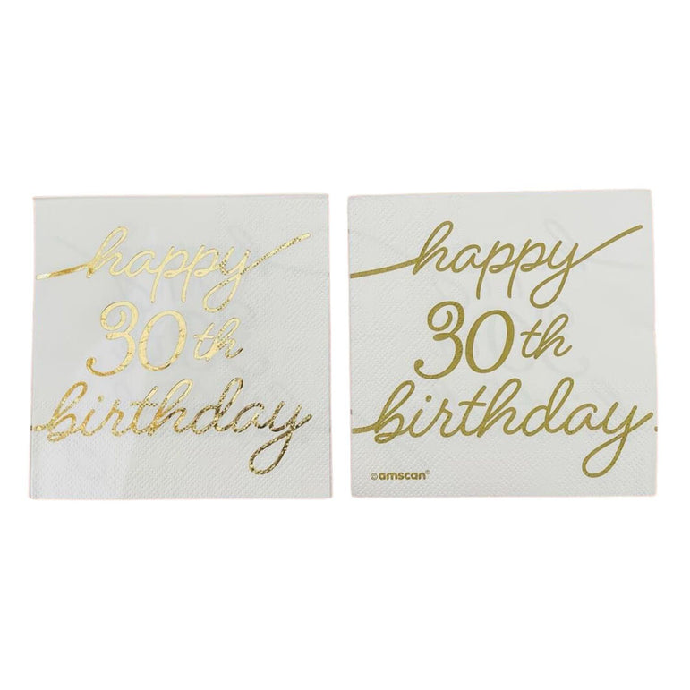 30th Golden Age Birthday Beverage Napkins Lowcount
