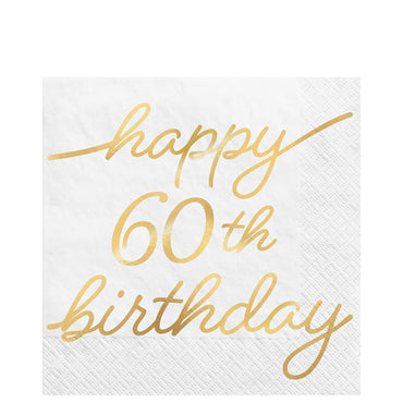 60th Golden Age Birthday HS Beverage Napkins 16pcs