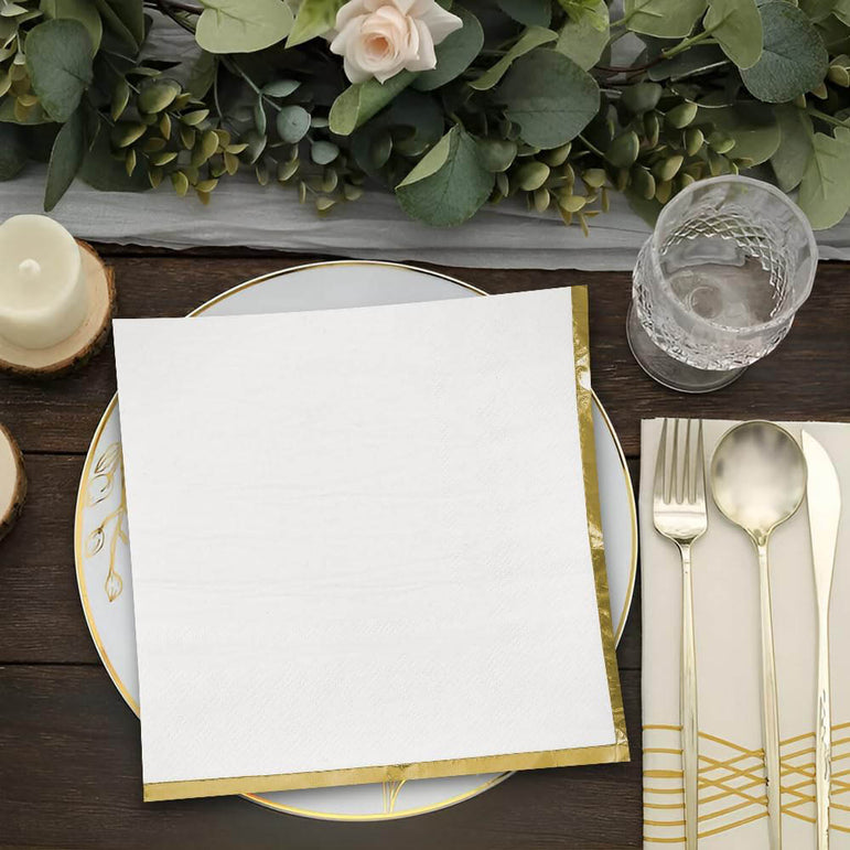 Frosty White with Hot Stamped Beverage Napkin 16count