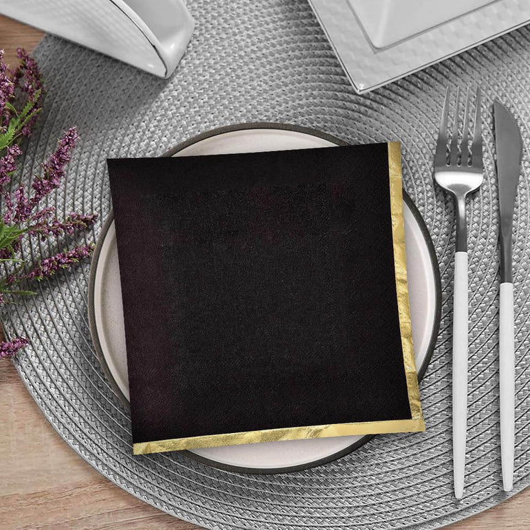 Jet Black with Hot Stamped Beverage Napkin 16count
