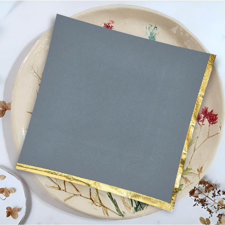 Dark Grey with Hot Stamped Beverage Napkin 16count