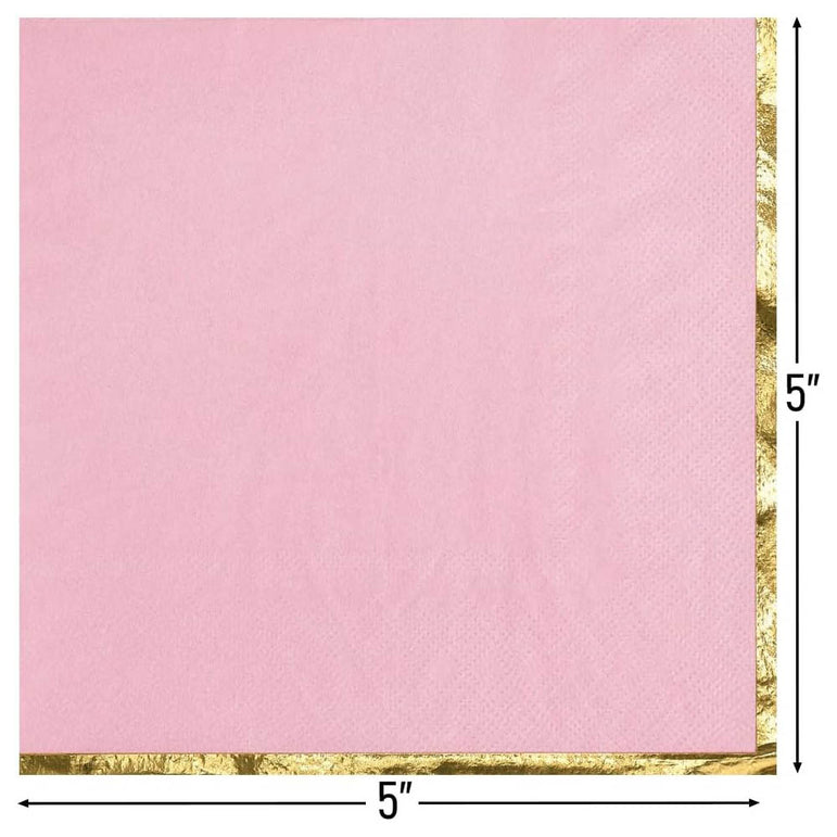 Rose with Hot Stamped Beverage Napkin 16count