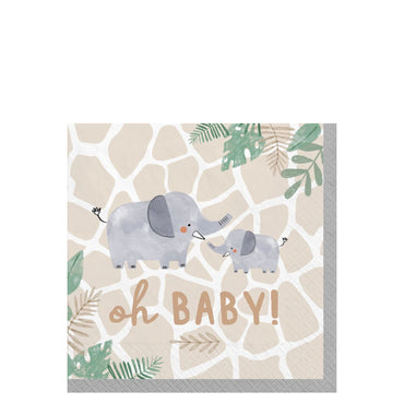 Baby Shower Soft Jungle Hello Baby Beverage Tissues 16pcs