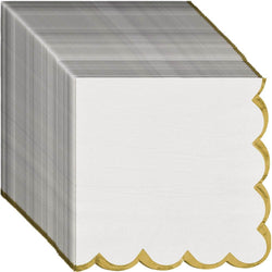 White with Hot Stamped Scalloped Edge Lunch Napkin 16count