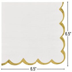 White with Hot Stamped Scalloped Edge Lunch Napkin 16count