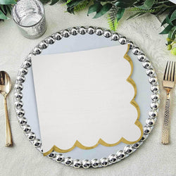 White with Hot Stamped Scalloped Edge Lunch Napkin 16count