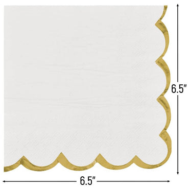 White with Hot Stamped Scalloped Edge Lunch Napkin 16count