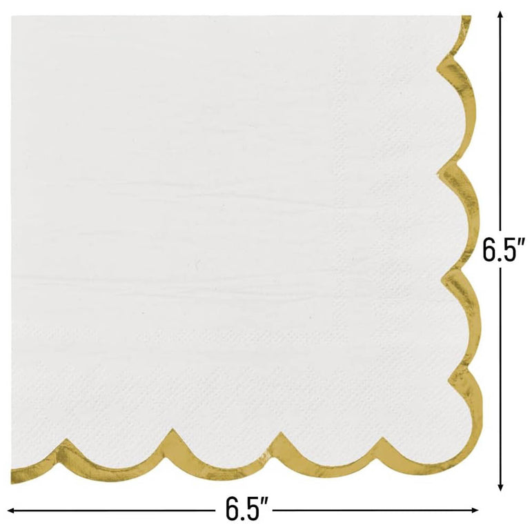 White with Hot Stamped Scalloped Edge Lunch Napkin 16count