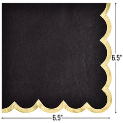 Black with Hot Stamped Scalloped Edge Lunch Napkin 16count