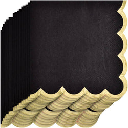 Black with Hot Stamped Scalloped Edge Lunch Napkin 16count