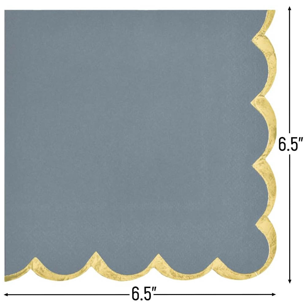 Dark Grey with Hot Stamped Scalloped Edge Lunch Napkin 16count