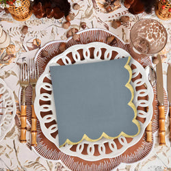 Dark Grey with Hot Stamped Scalloped Edge Lunch Napkin 16count