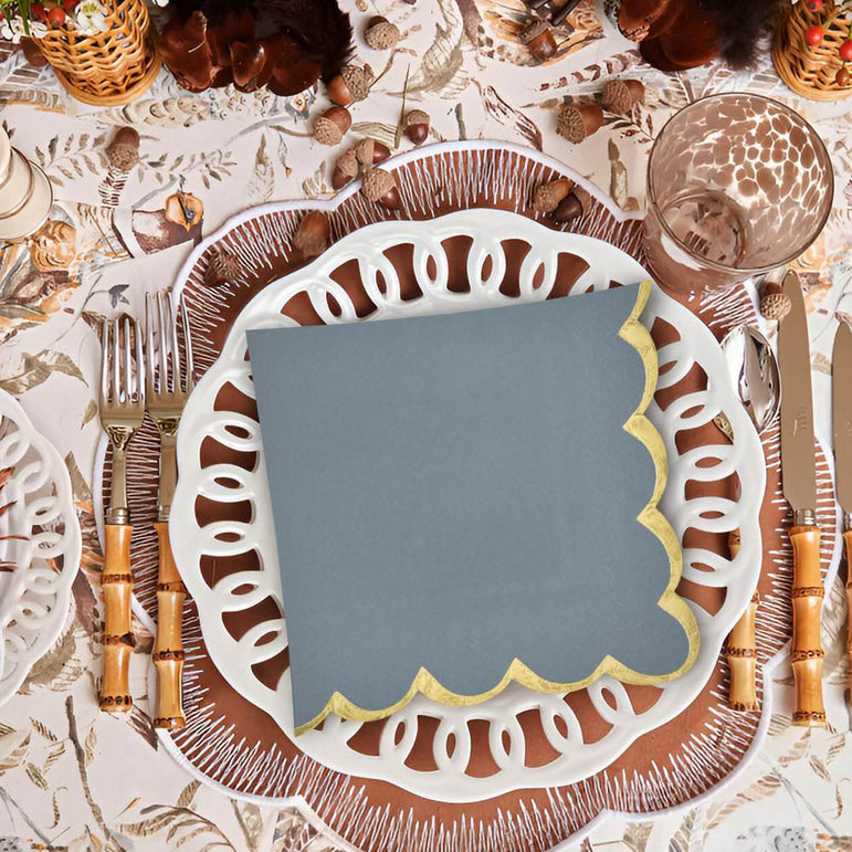 Dark Grey with Hot Stamped Scalloped Edge Lunch Napkin 16count