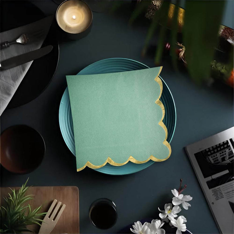 Willow with Hot Stamped Scalloped Edge Lunch Napkin 16count
