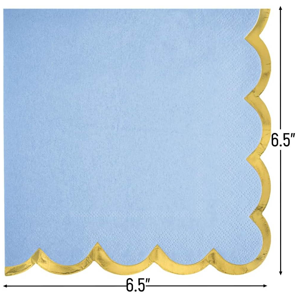 Ice Blue with Hot Stamped Scalloped Edge Lunch Napkin 16count