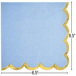Ice Blue with Hot Stamped Scalloped Edge Lunch Napkin 16count
