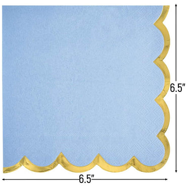 Ice Blue with Hot Stamped Scalloped Edge Lunch Napkin 16count