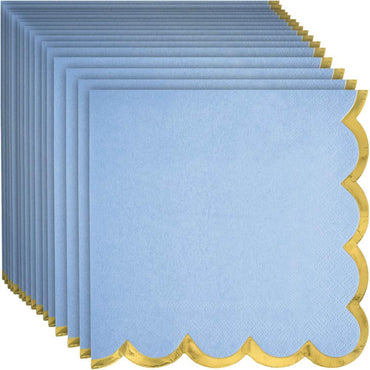 Ice Blue with Hot Stamped Scalloped Edge Lunch Napkin 16count