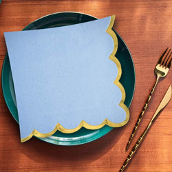 Ice Blue with Hot Stamped Scalloped Edge Lunch Napkin 16count