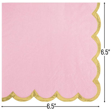 Rose with Hot Stamped Scalloped Edge Lunch Napkin 16count