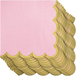 Rose with Hot Stamped Scalloped Edge Lunch Napkin 16count