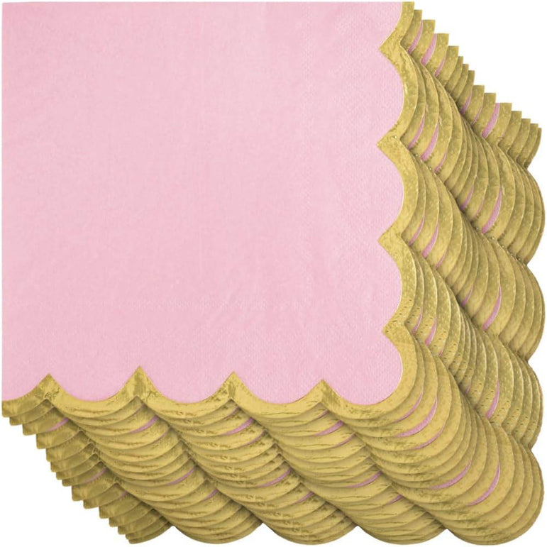 Rose with Hot Stamped Scalloped Edge Lunch Napkin 16count