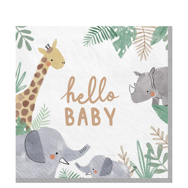 Baby Shower Soft Jungle Hello Baby Lunch Tissues 16pcs