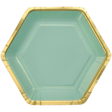 Willow Metallic Hexagonal Paper Plates 7in 8pcs