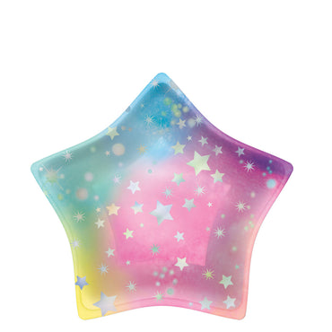 Luminous Iridescent Shaped Paper Plates 7in, 8pcs
