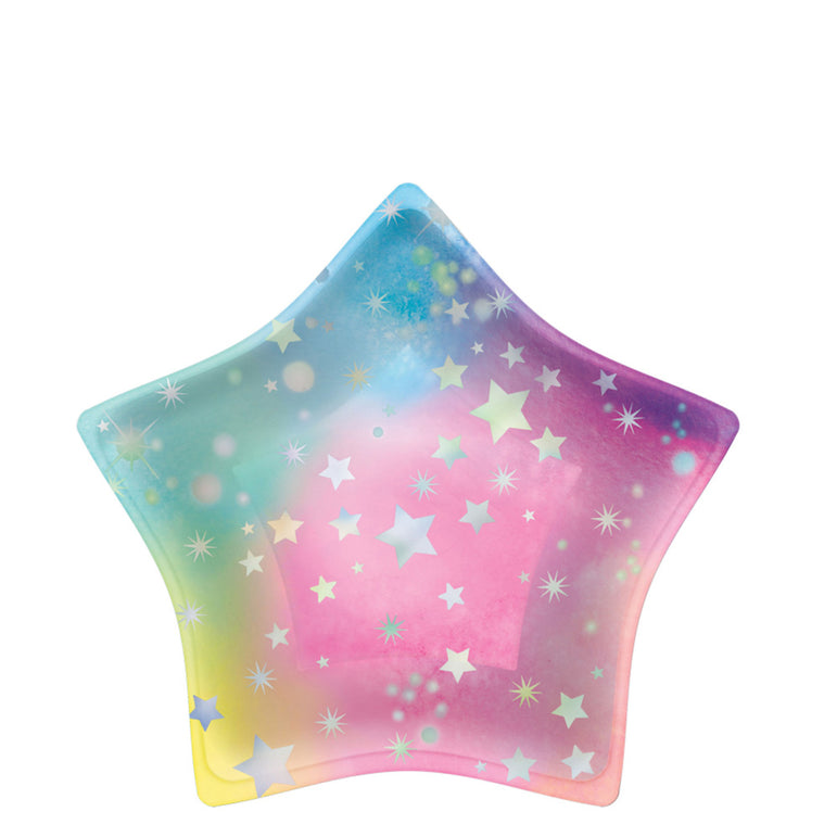 Luminous Iridescent Shaped Paper Plates 7in, 8pcs