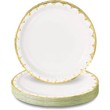 Frosty White Metallic Paper Plates 6.75in 8pcs