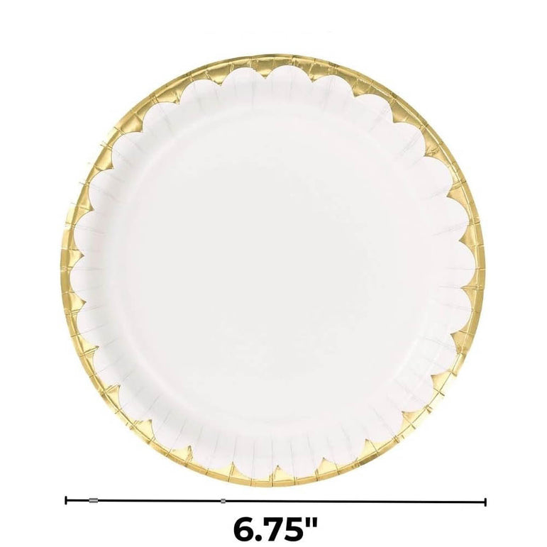 Frosty White Metallic Paper Plates 6.75in 8pcs