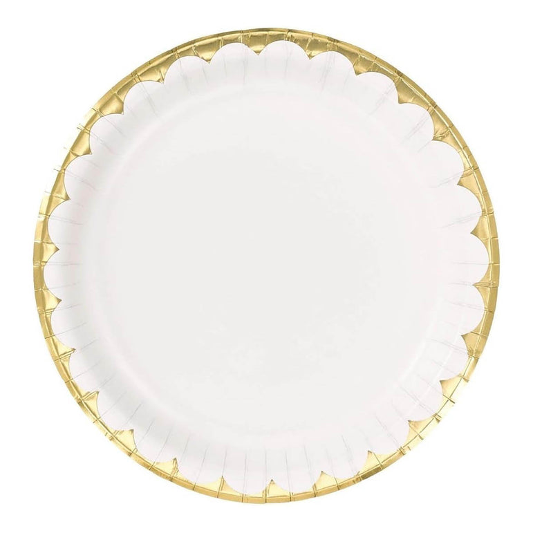 Frosty White Metallic Paper Plates 6.75in 8pcs