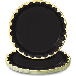 Jet Black Metallic Paper Plates 6.75in 8pcs
