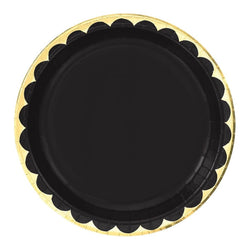 Jet Black Metallic Paper Plates 6.75in 8pcs