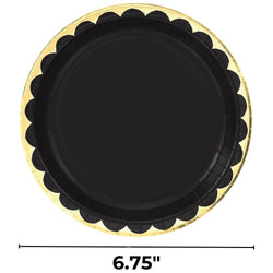Jet Black Metallic Paper Plates 6.75in 8pcs