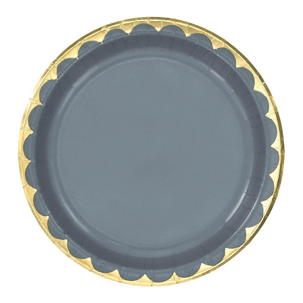 Dark Grey Metallic Paper Plates 6.75in 8pcs