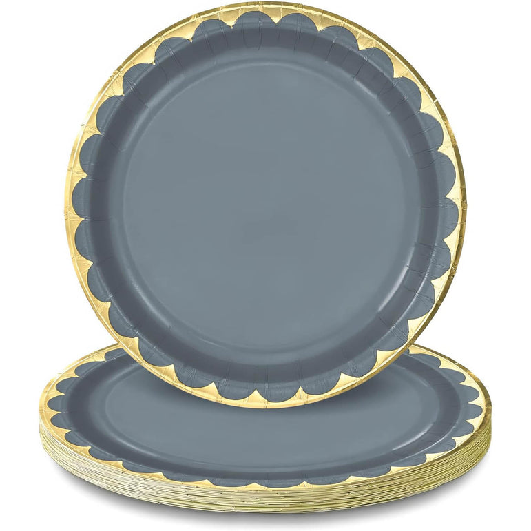 Dark Grey Metallic Paper Plates 6.75in 8pcs