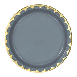 Dark Grey Metallic Paper Plates 6.75in 8pcs