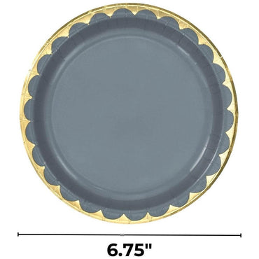 Dark Grey Metallic Paper Plates 6.75in 8pcs