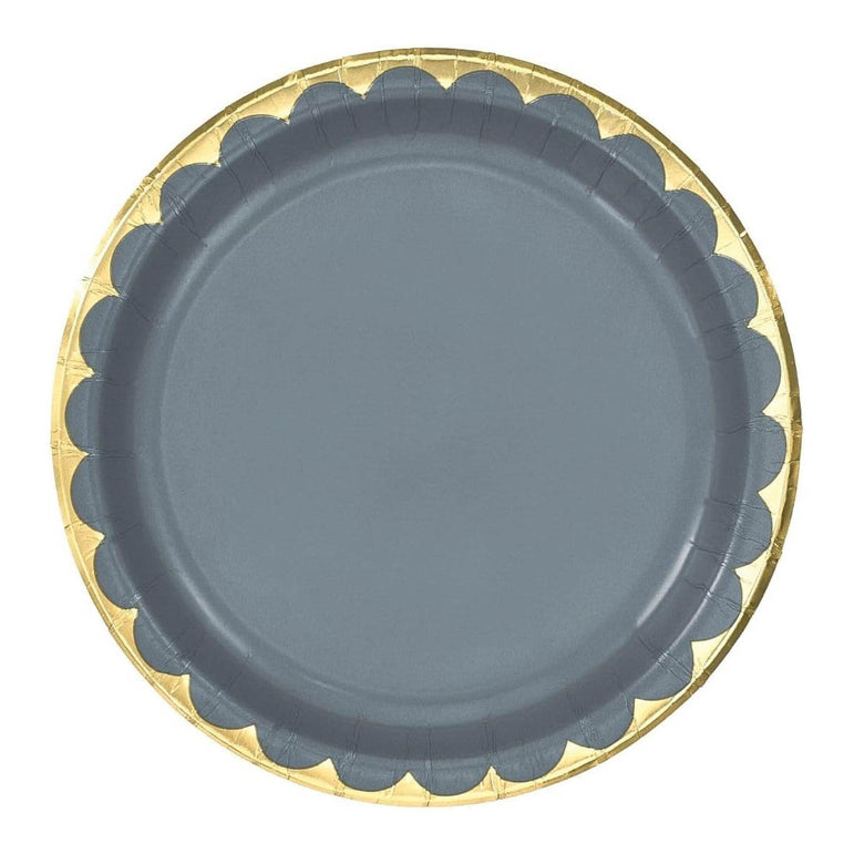 Dark Grey Metallic Paper Plates 6.75in 8pcs