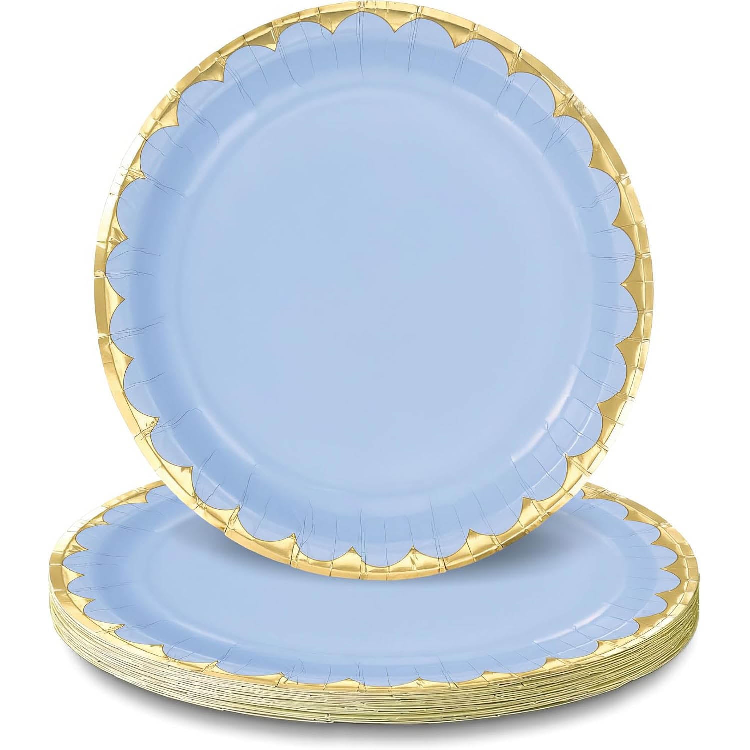 Ice Blue Metallic Paper Plates 6.75in 8pcs